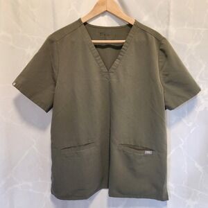 Figs Technical Collection Scrub Top Women's XL Olive Green Casma Three Pocket
